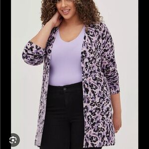 Torrid SET Purple Leopard Print Cardigan & Purple Bodysuit